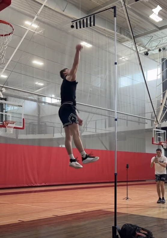 Cam Hazzard testing his vertical on a jump tester