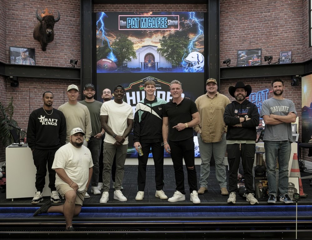 Cam Hazzard with Pat McAfee and the Pat McAfee Show crew in the Thunderdome