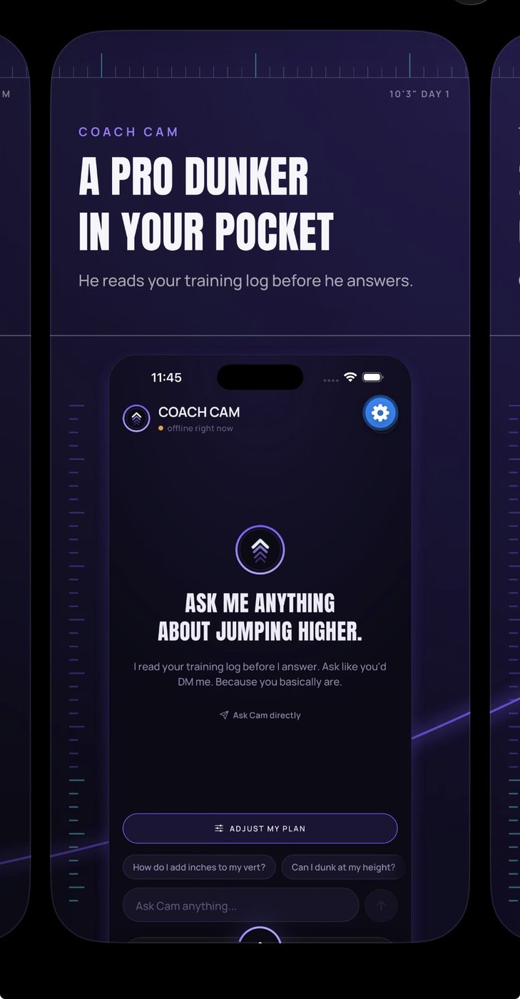 Vertly Coach Cam screen, the AI vertical jump coach in your pocket